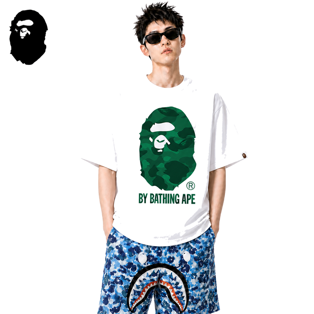 BAPE Green Camo By Bathing Ape Men's T-Shirt - White
