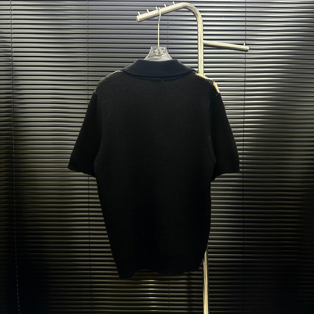 AMIRI All‑Over Letter Jacquard Short‑Sleeve Knit Polo Shirt