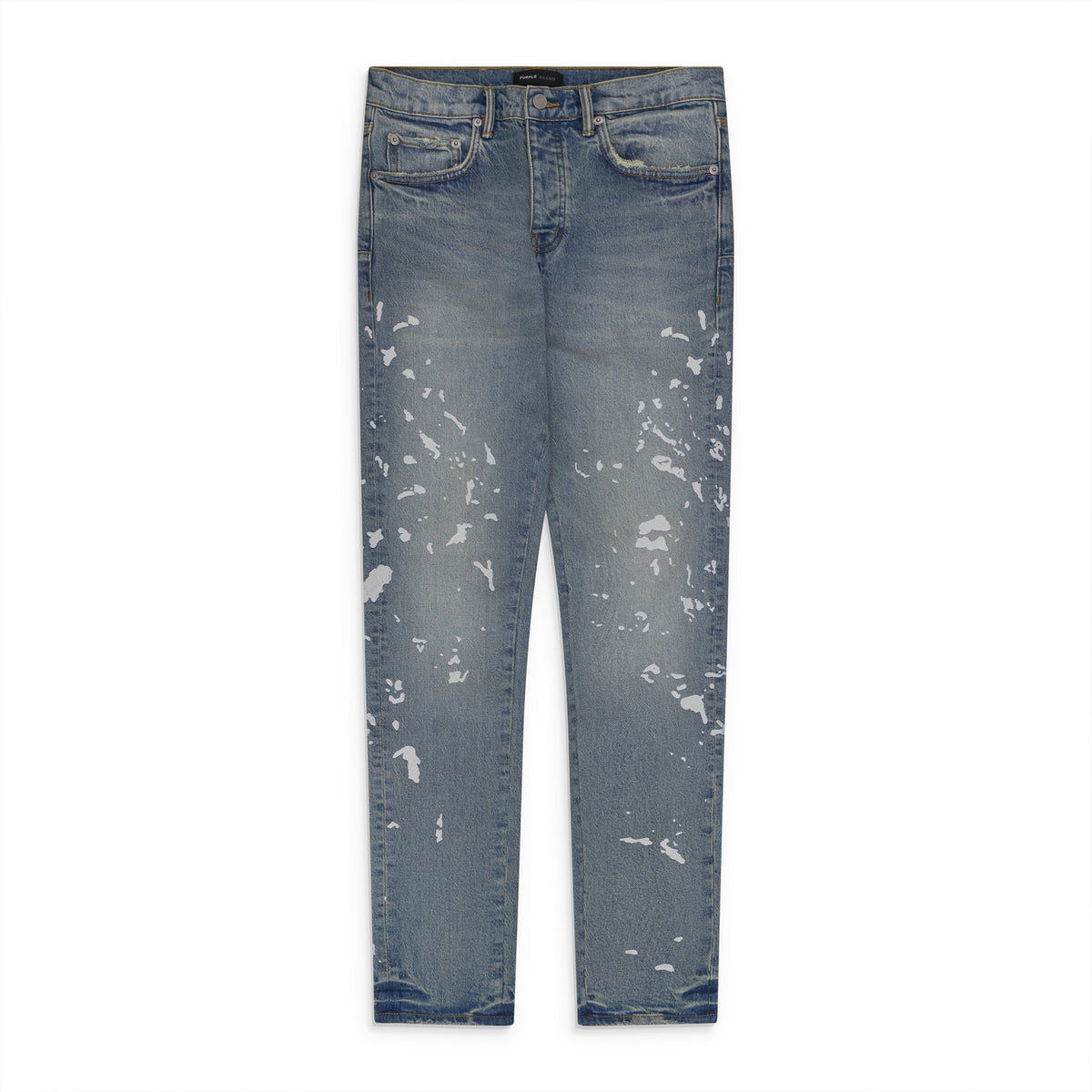 Mid Indigo Manganese Paint EMB Straight Jeans