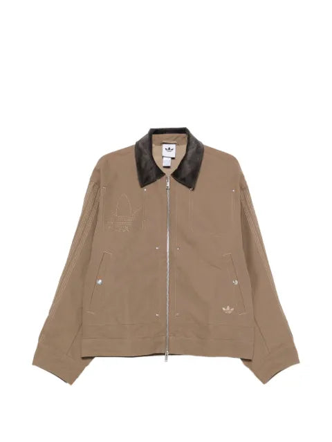 adidas embroidered corduroy-collar jacket