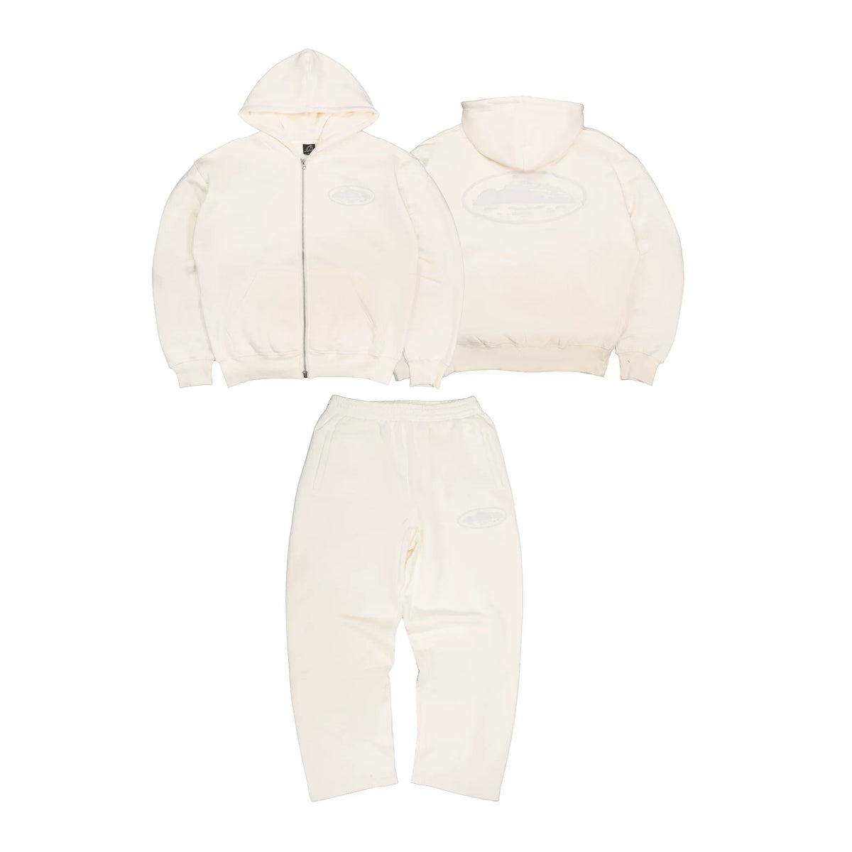 Corteiz Devil's Island BOXY Hoodie & Baggy Pants Set – Beige