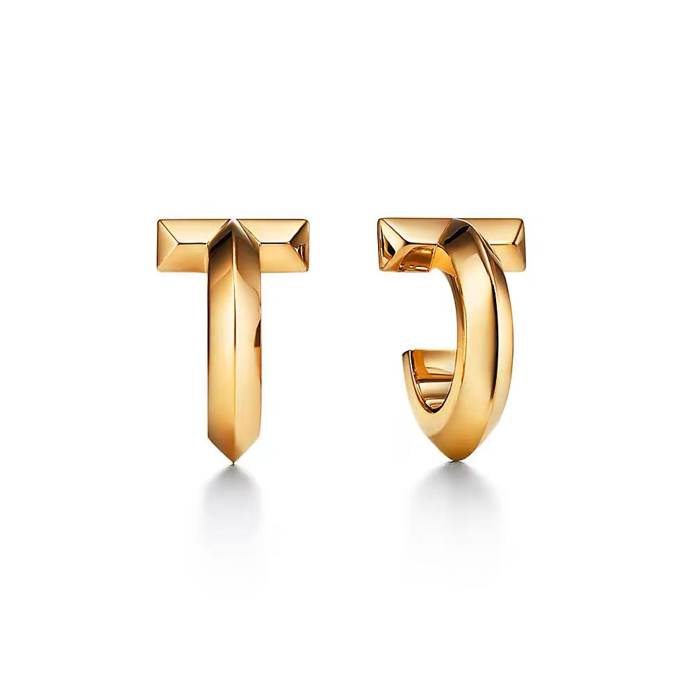 Tiffany Style T Motif Cubic Zirconia Earrings