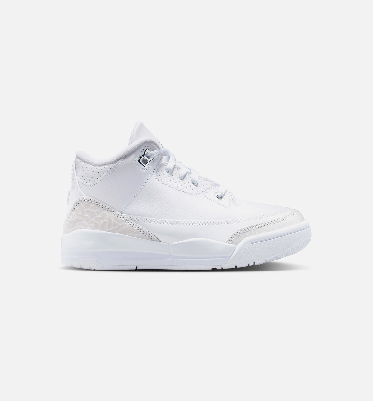 Air Jordan 3 Retro White and Silver Preschool Lifestyle Shoe – White/Metallic Silver