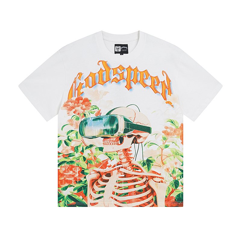 Godspeed Skeleton Floral Graphic T-Shirt