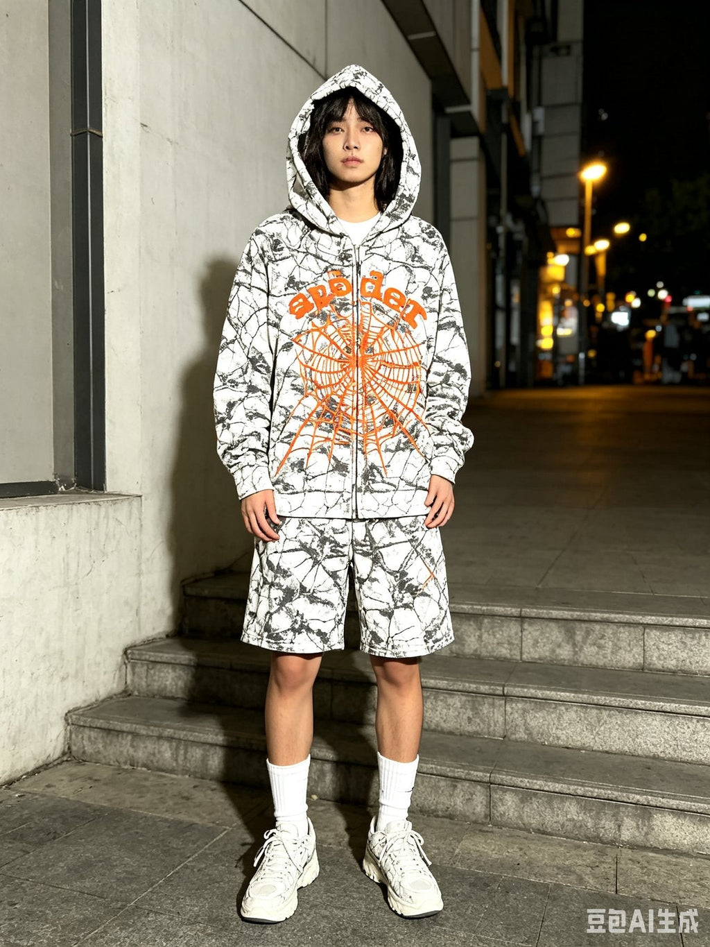 Sp5der Camo Spider Graphic Hoodie & Shorts Set