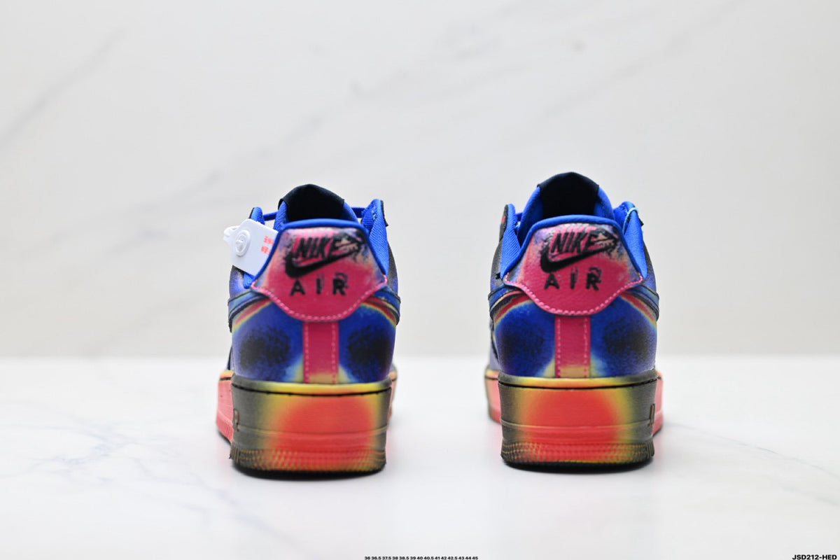Nike Air Force 1 Low Black Blue Red Multicolor Unisex Sneakers Style 02