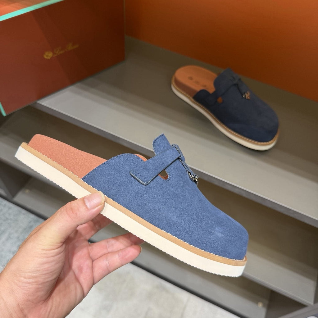 Loro Piana Navy Blue Slip-On Mule Loafers