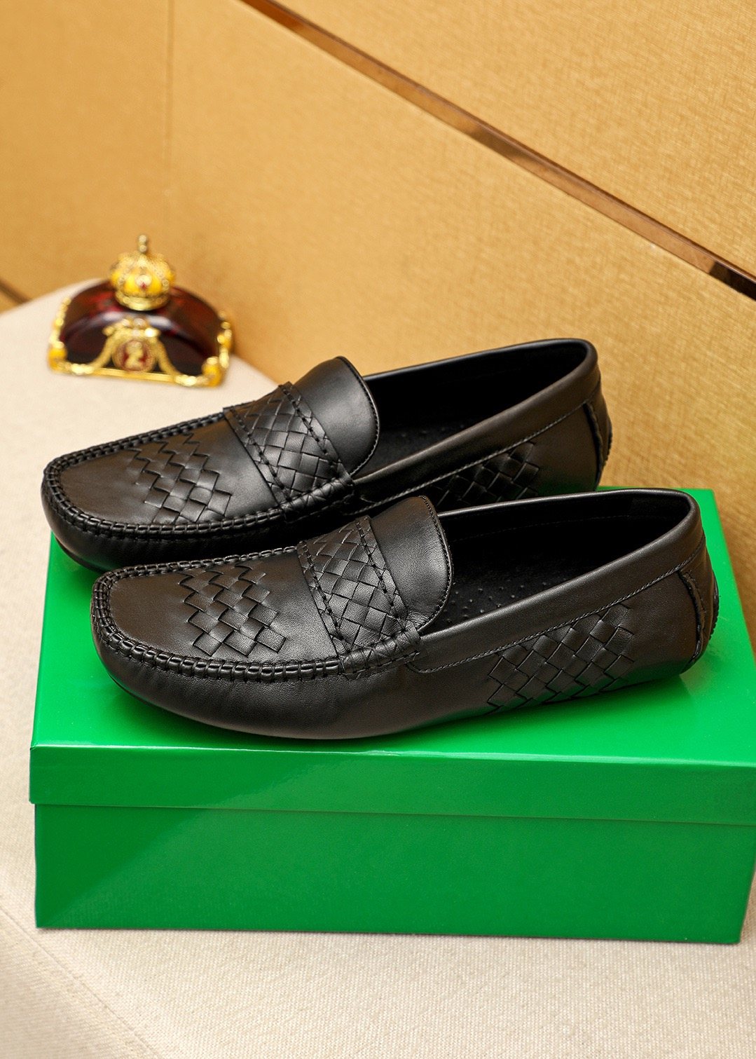 Bottega Veneta Black Woven Loafers