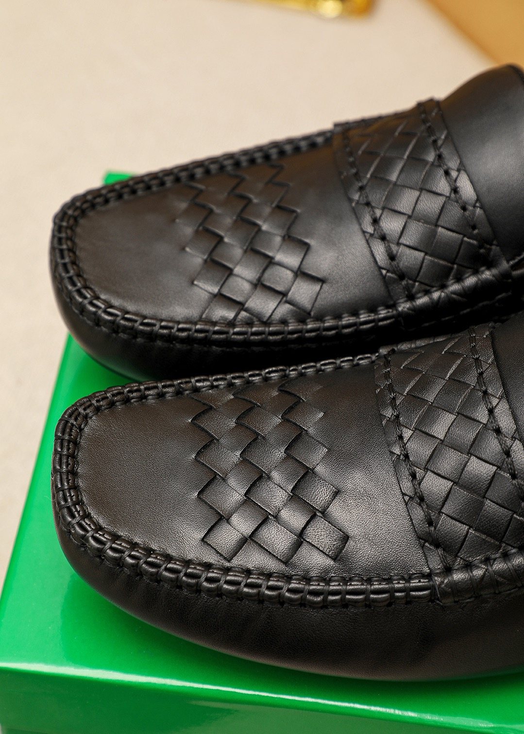 Bottega Veneta Black Woven Loafers