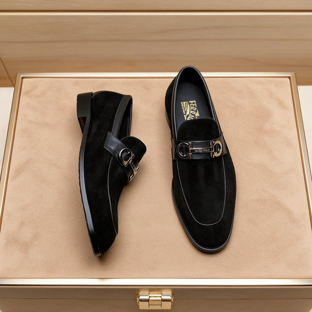 Ferragamo Black Bit Loafers
