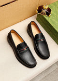 Gucci Web Stripe Leather Loafers