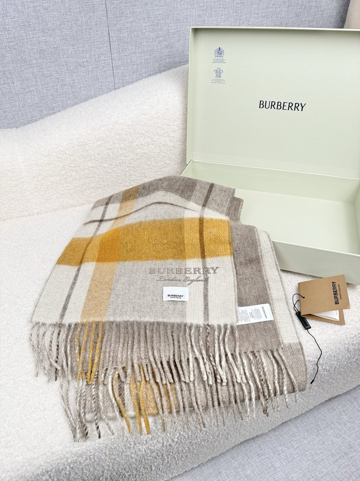 Burberry Double-Sided Plaid Fringe Scarf