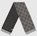 Gucci Black and Gray Fringed Scarf