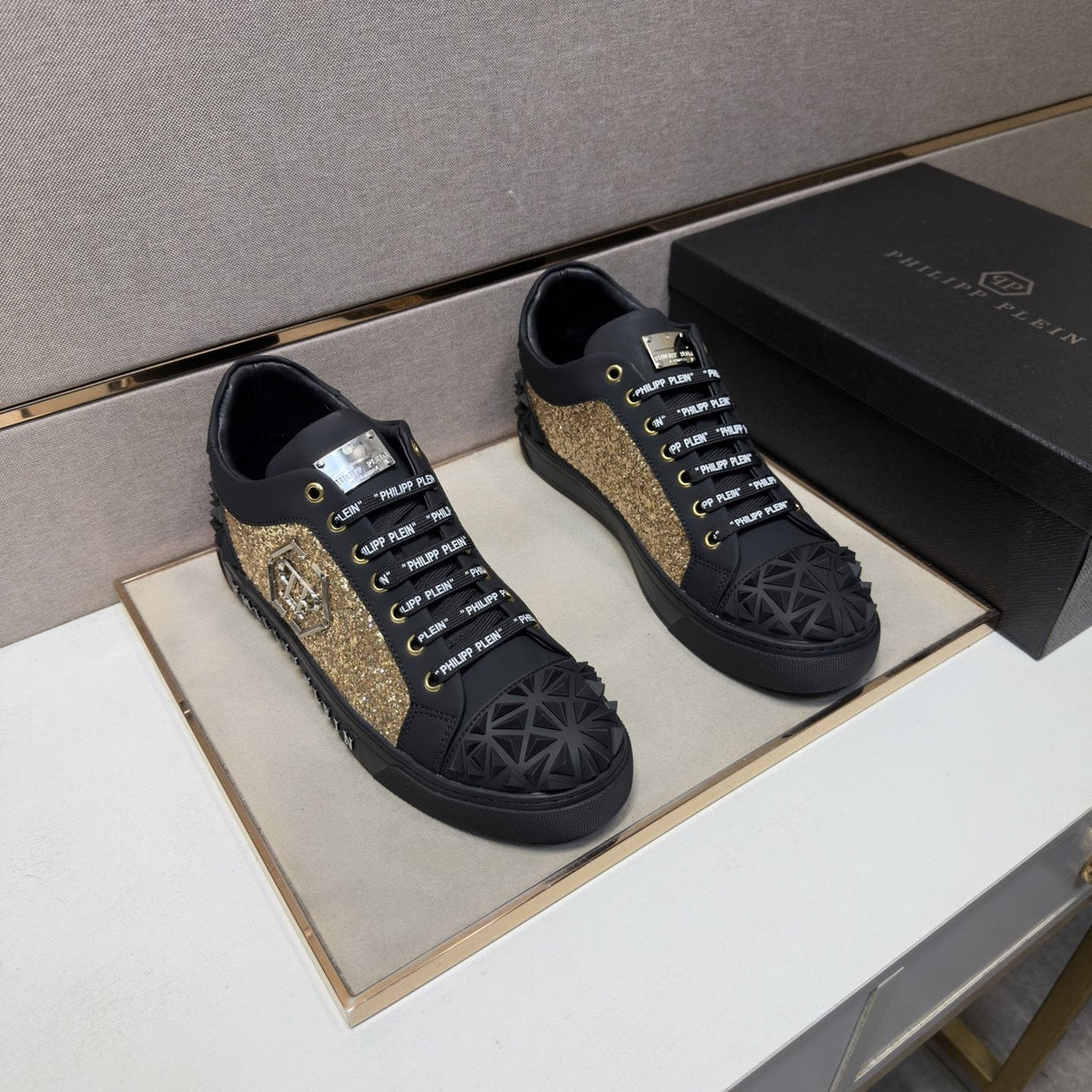 Philipp Plein Men's Textured Logo High-Top Sneakers