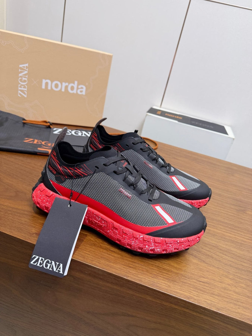 Zegna Black Contrast Lace-Up Athletic Shoes