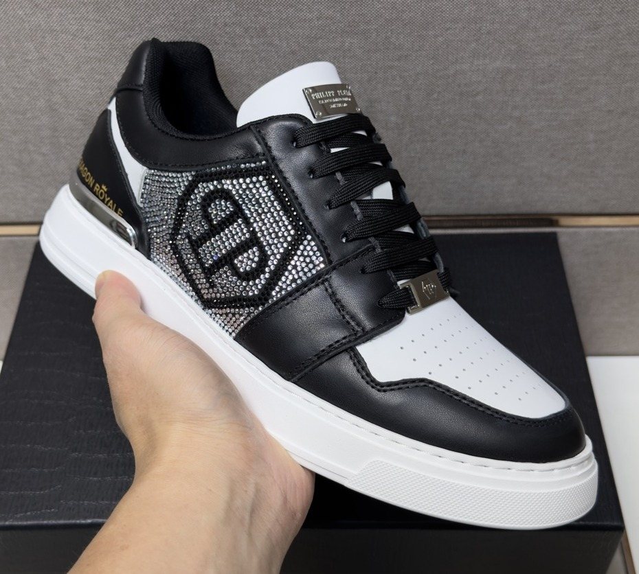 Philipp Plein Black and White Panel Sneakers