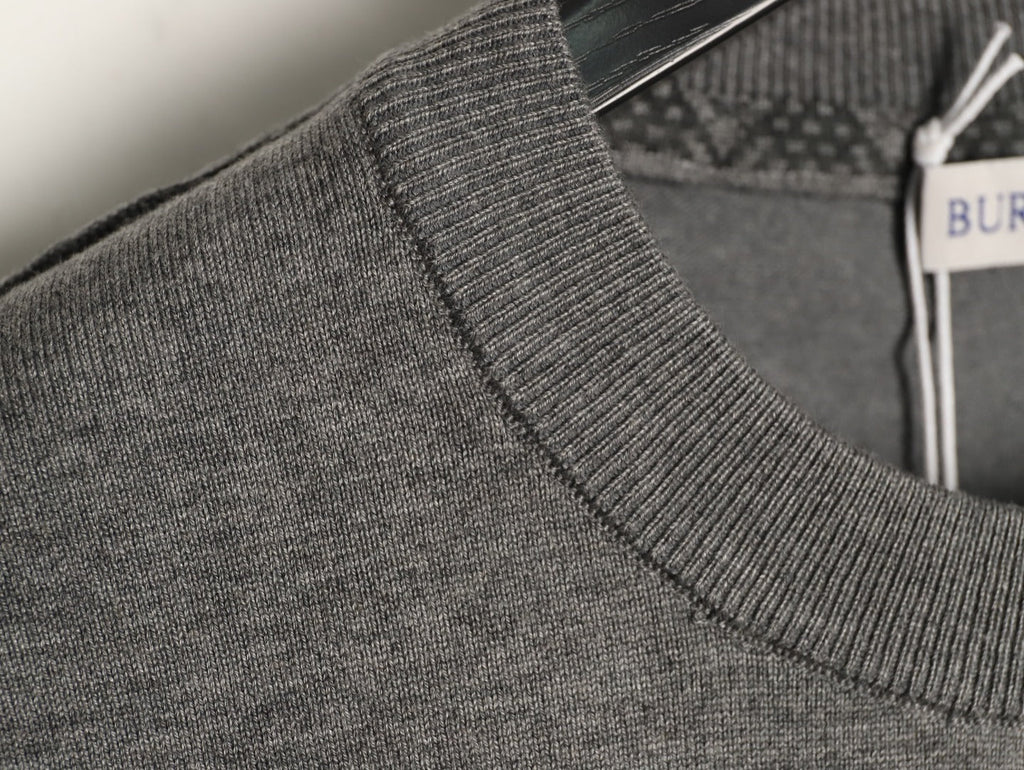 Burberry Equestrian Knight Short-Sleeve Knit Top - Gray