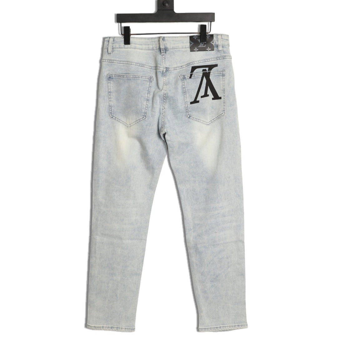 Louis Vuitton Back-Pocket Graphic Jeans - Light Gray