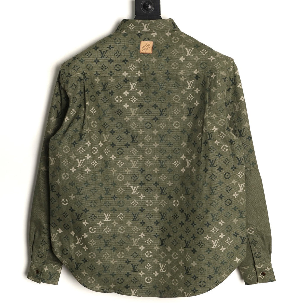 Louis Vuitton Monogram-Style Panelled Shirt Jacket - Olive Green