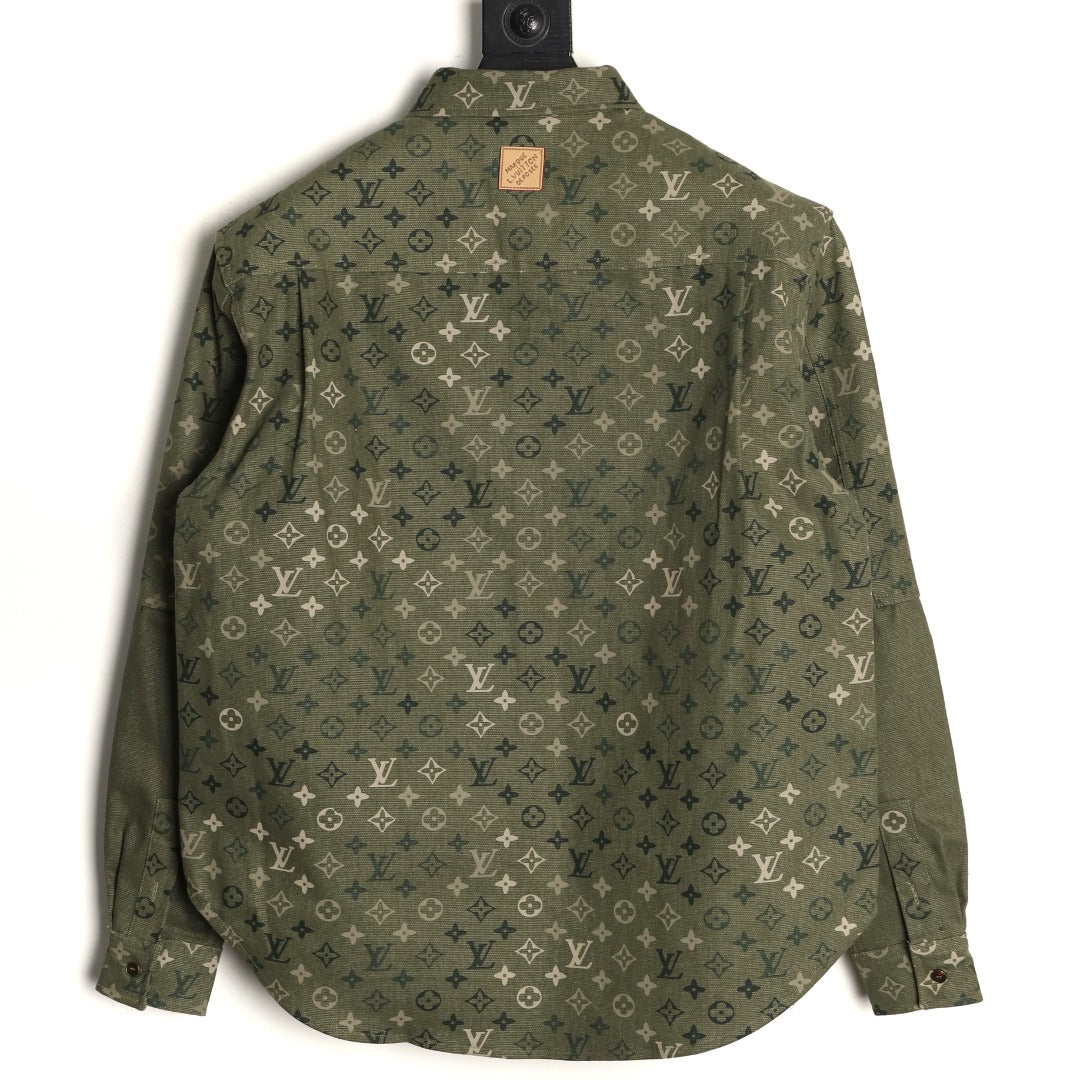 Louis Vuitton Monogram-Style Panelled Shirt Jacket - Olive Green